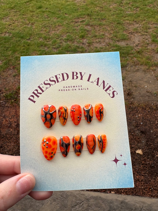 Orange Silver Chrome Blooming Gel Press-on Nails