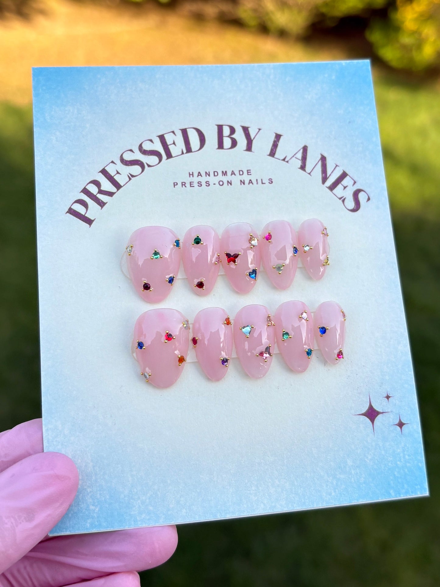 Blushing in Pink Royal Rhinestone Nails