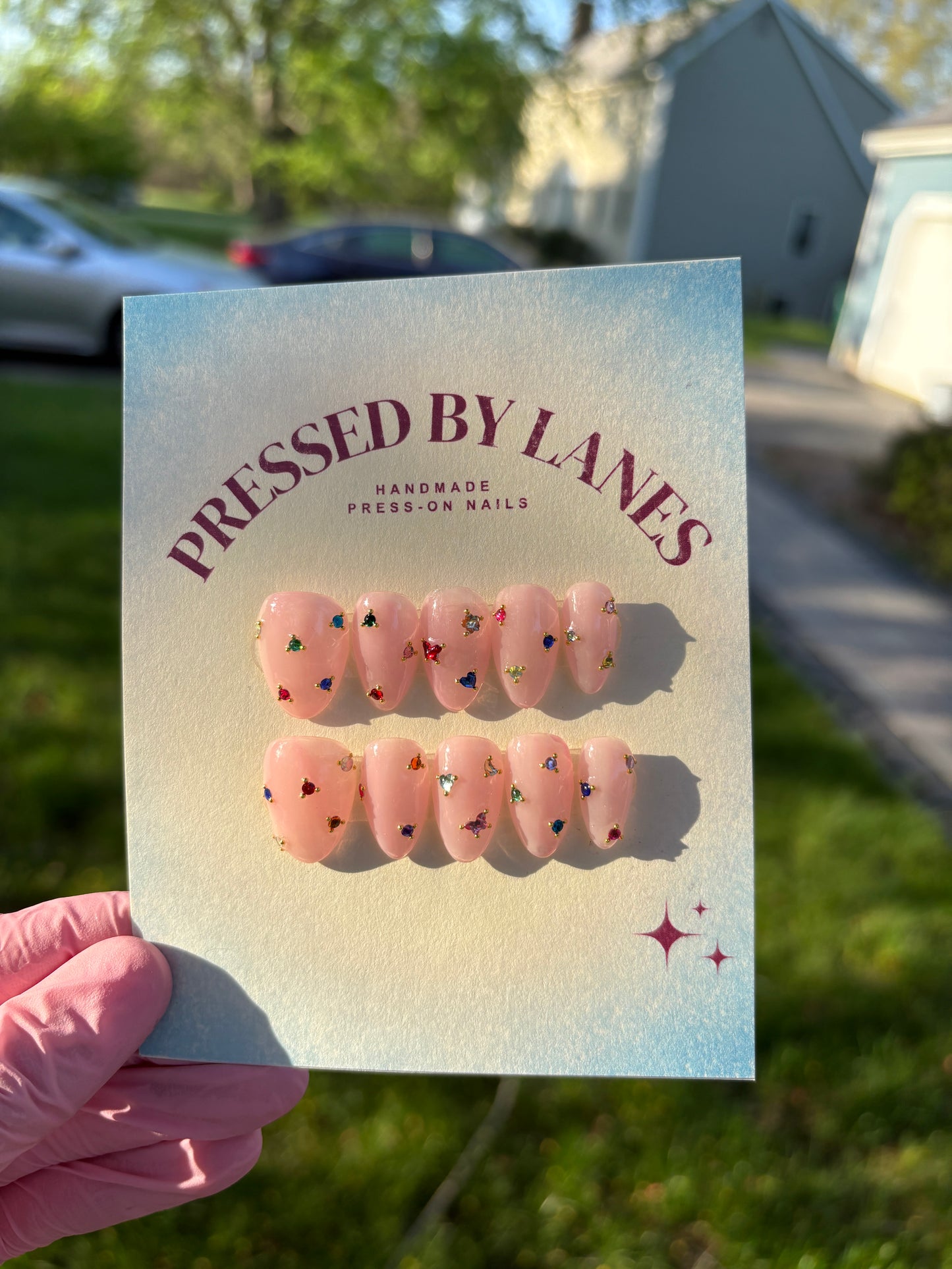 Blushing in Pink Royal Rhinestone Nails
